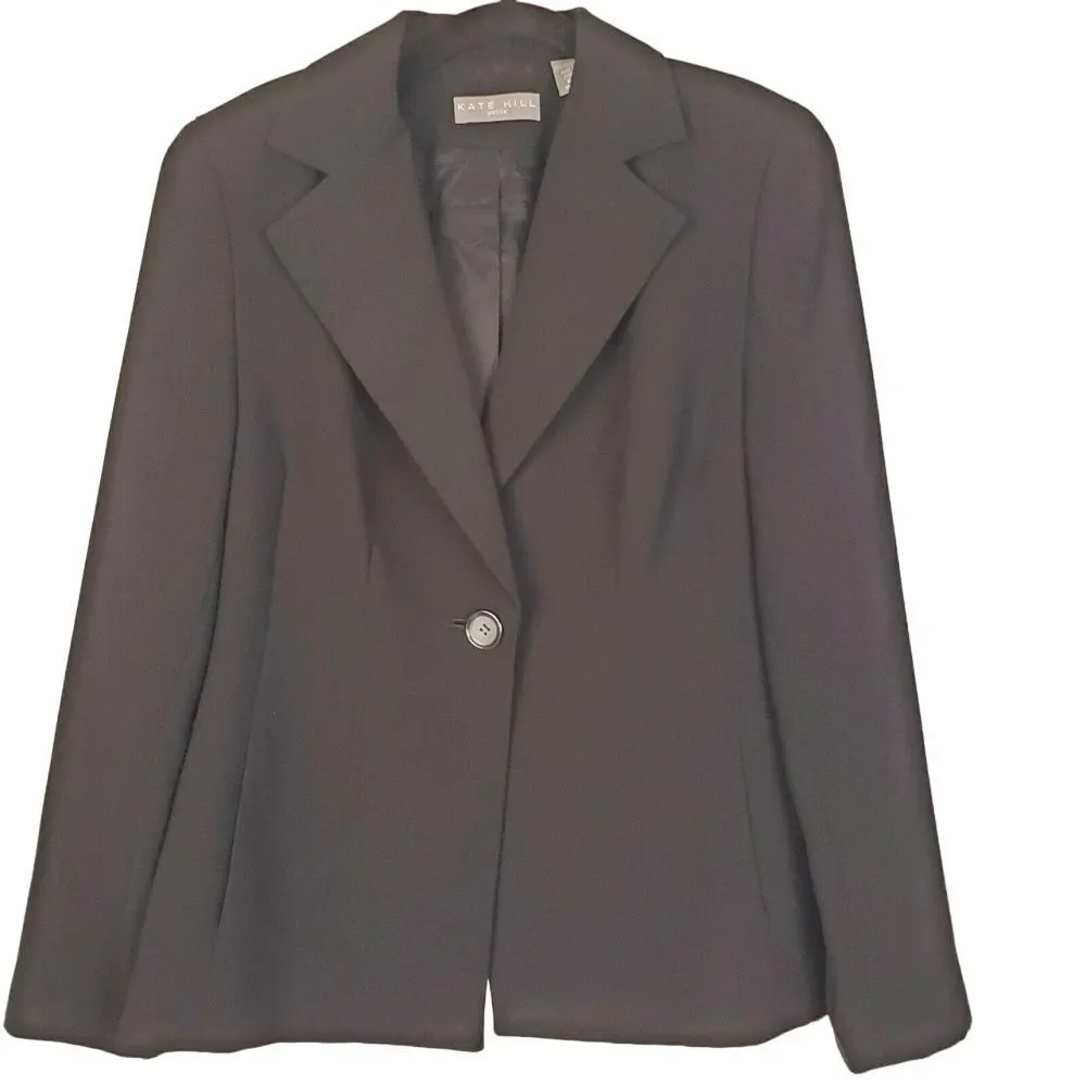 Kate Hill Women's Black Lined One Button Career Blazer‎ Size 6P
